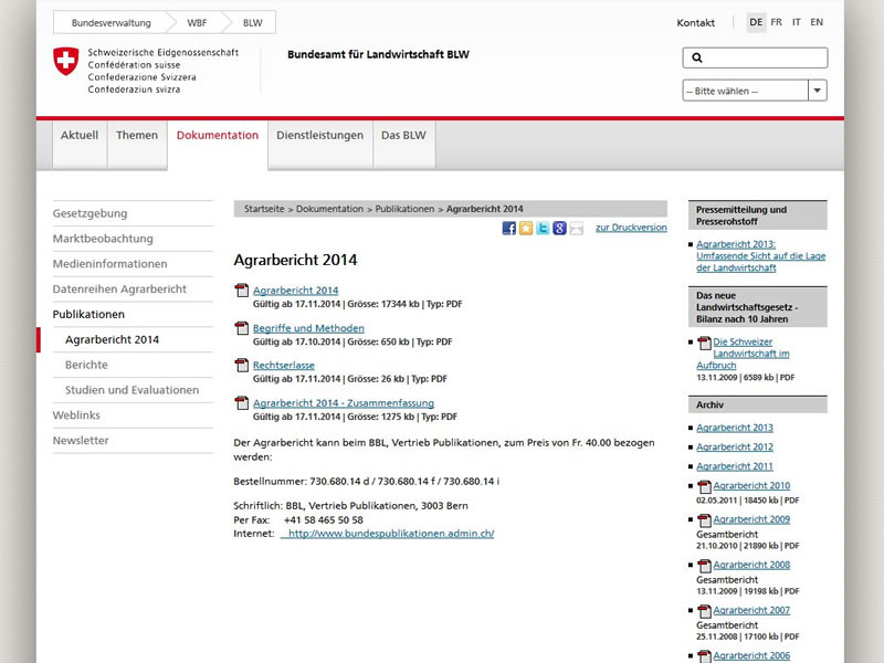 Schweizer Agrarbericht